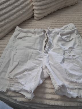 SHEIN White Denim Cutoff Shorts